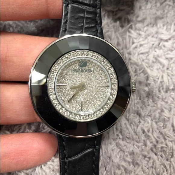 Swarovski Women's 5080506 Octea Crystal Black Leather Watch - Picture 4 of 8